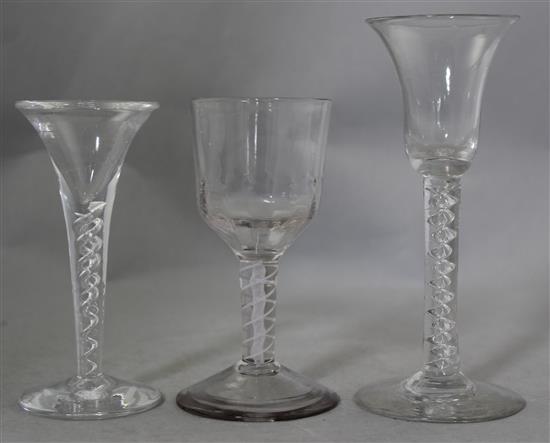 Three 18th century drinking glasses, 12.7cm - 16.2cm